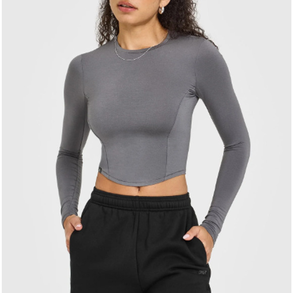 Oner Active Women's Ash Gray Mellow Soft Mid Long Sleeve Top Size M - Picture 2 of 7
